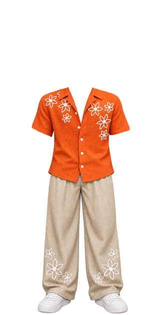 Globe Orange Floral Set