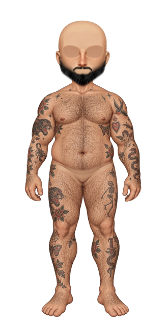 Rounder Tattoo Tan Skin w/ Beard