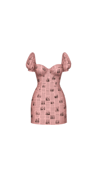 Cassie Howard Pink Newspaper Print Dress