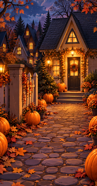 Autumn Pumpkin Doorstep