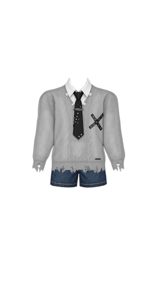 Gray Layered Tie Sweater