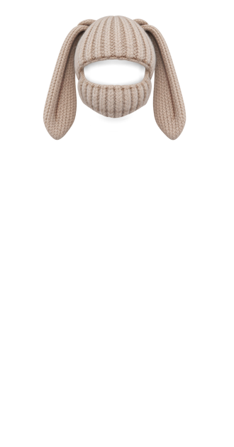 Cream Knit Bunny Mask