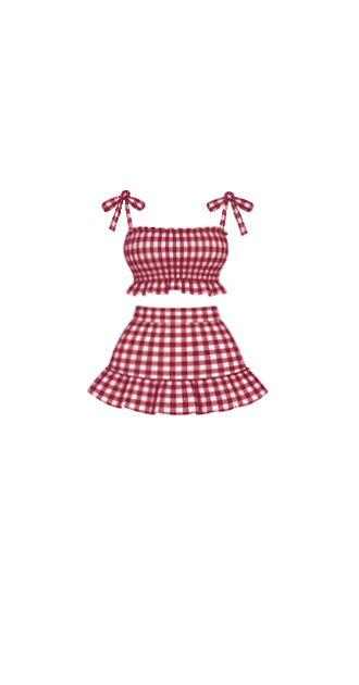 Burgundy Gingham Set