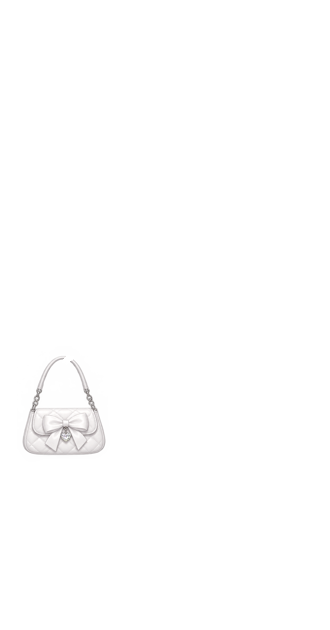 White Quilted Bow Handbag