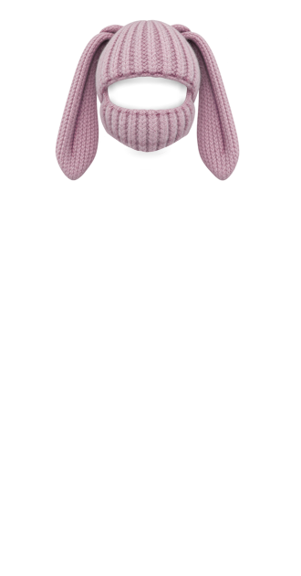 Pink Knit Bunny Mask