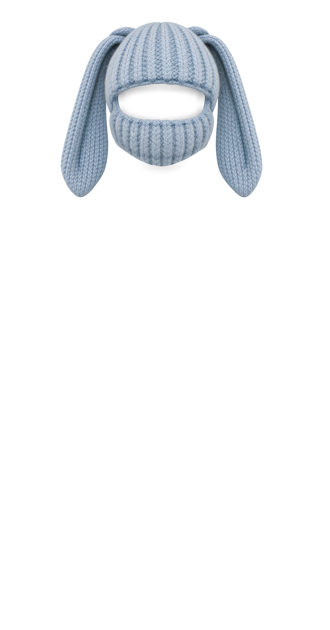Blue Knit Bunny Mask