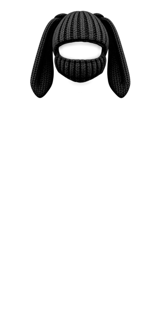 Black Knit Bunny Mask