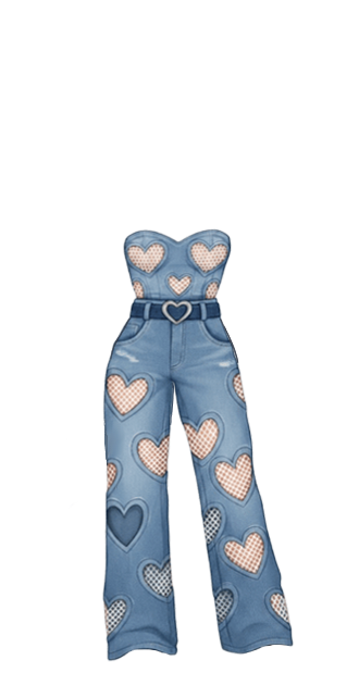 Heart-Stitched Denim Jumpsuit V2