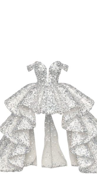 Sequin High-Low Ruffle Gown