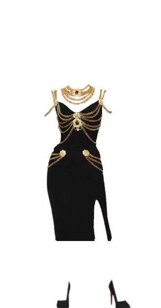 Chanel Gold Chain Black Dress