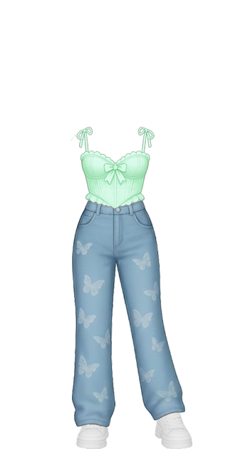 Green Butterfly Denim Duo