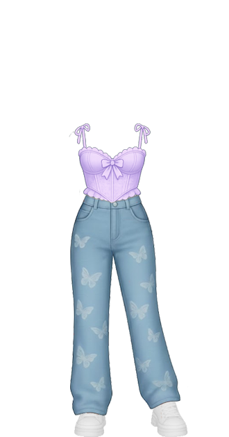 Purple Butterfly Denim Duo
