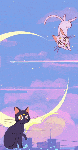 Luna and Diana Sailor Moon Animated Background