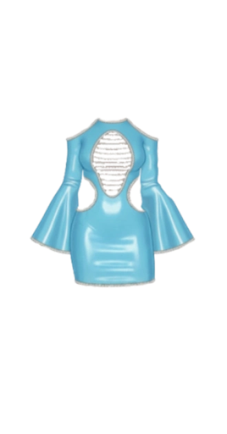 Latex Bodycon Dress - Blue