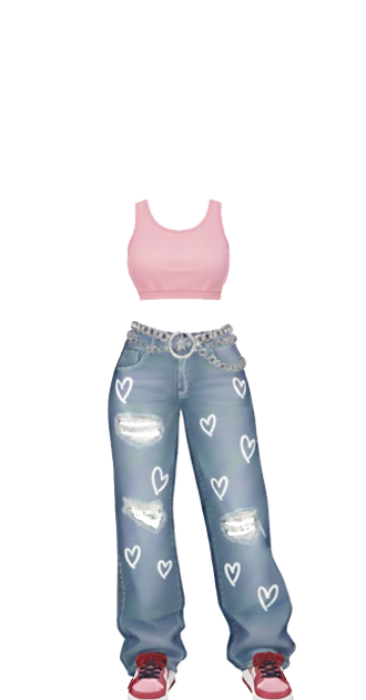 heart jeans and cropped tee