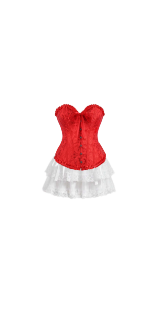 red corset with skirt