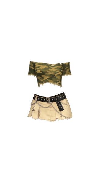 distressed camo crop w/ skirt