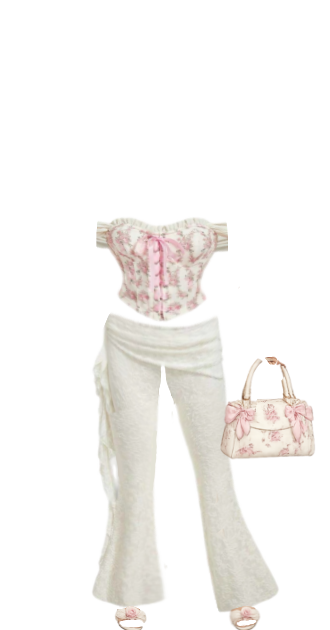 Floral Corset with White Flared Pants