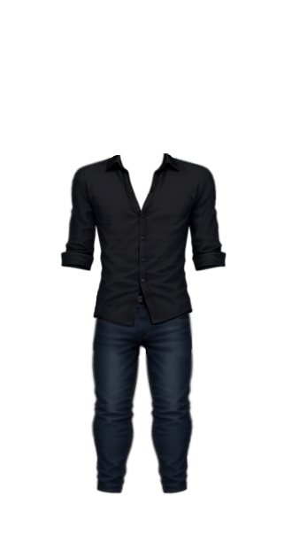 Casual Black Buttoned Shirt and Jeans