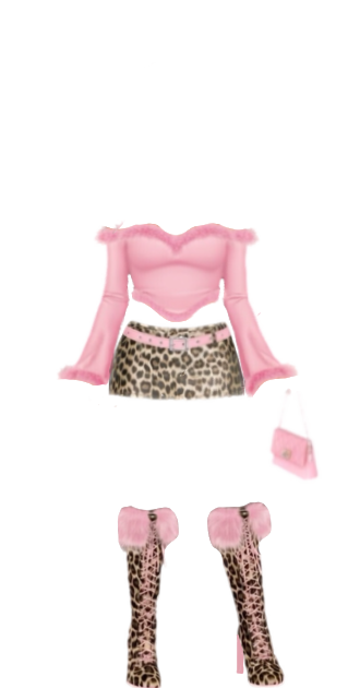 Y2K Pink Leopard Fur Outfit