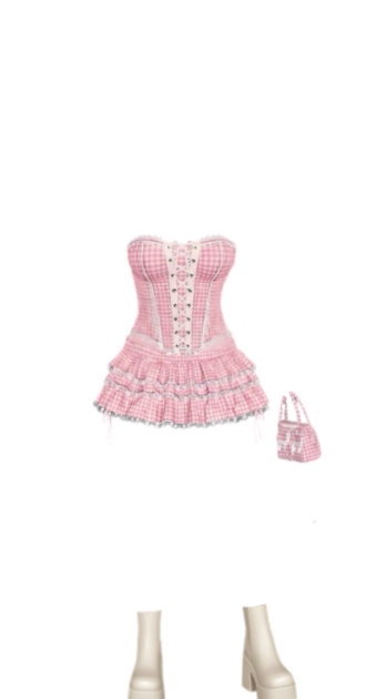 Pink Checkered Coquette Picnic Set