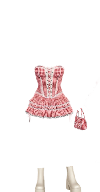 Red Checkered Coquette Picnic Set