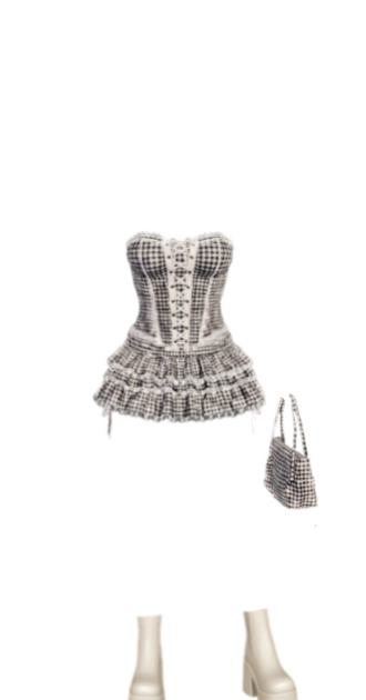 Black Checkered Coquette Picnic Set