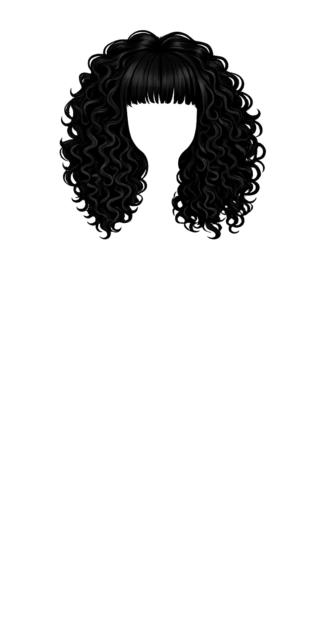 Black wavy with bangs hair