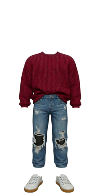 Red Long Sleeve + Jeans