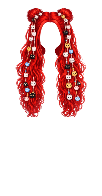 Red cat beaded hair