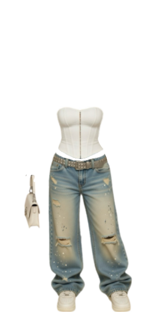 White Corset Top With Wide Jeans